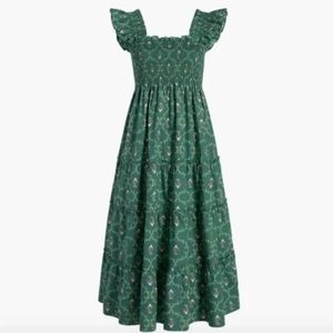 Hill House The Ellie Nap Dress in Emerald Trellis